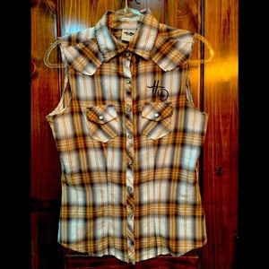 Harley Davidson sleeveless button down blouse